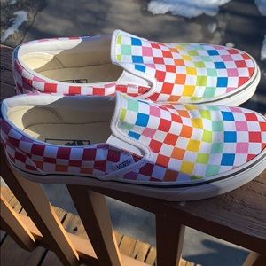 Vans rainbow checker slip-ons size 8men 9.5women